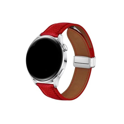 Lederarmband passend for Samsung Watch 4/5/6 40 mm 44 mm 5 Pro 45 mm Magnetschnalle for Galaxy Watch 6/4 Classic 43 mm/47 mm 42 mm/46 mm Band (Color : Red, Size : For Watch6 classic 43 47) von WUURAA