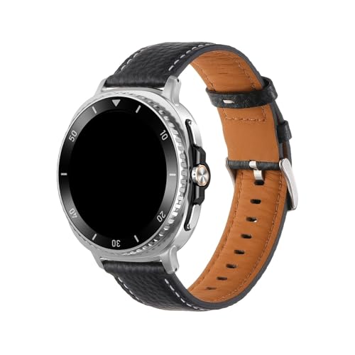 Lederband for Samsung Galaxy Watch 8 40MM 44MM 8Classic 46MM Armband for Galaxy Ultra 2025 Ersatzband(Black,For Watch 8 44mm) von WUURAA