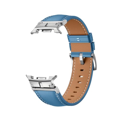 Lederband for Samsung Galaxy Watch 8 40MM 44MM Edelstahl-Anschlussarmband for 8Classic 46MM Ersatzband(Blue Silver,For Watch 8 40mm) von WUURAA