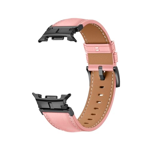Lederband for Samsung Galaxy Watch 8 40MM 44MM Edelstahl-Anschlussarmband for 8Classic 46MM Ersatzband(Pink Black,For Watch 8 40mm) von WUURAA