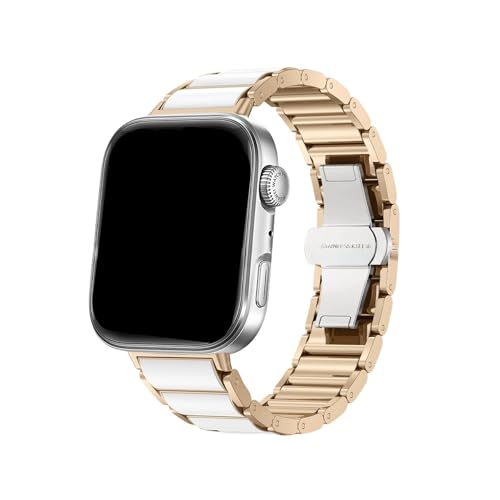 Lmitation Keramikarmband for Huawei Watch Fit 4 3 Uhrenarmbänder for HUAWEI FIT 4Pro Damen Ersatzband(Pale Gold white,For Fit 4 Pro) von WUURAA