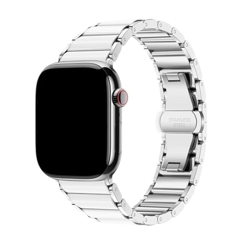 Lmitation Keramikarmband for Huawei Watch Fit 4 3 Uhrenarmbänder for HUAWEI FIT 4Pro Damen Ersatzband(Silver white,For Fit 4 Pro) von WUURAA