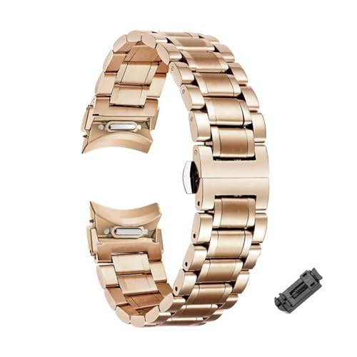 Lückenloses Edelstahlarmband for Samsung Galaxy Watch 6Classic 43 47mm 5Pro 45mm 7/6/5/4 40 44mm Quick Fit Band(Rose gold,For Watch FE) von WUURAA