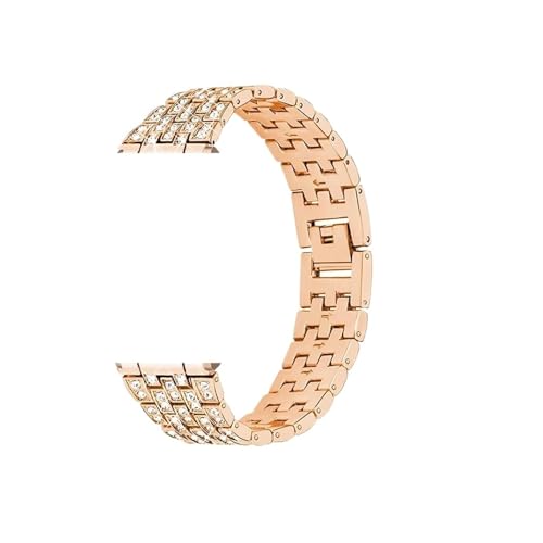 Metall-Diamantarmband, passend for Huawei Watch GT 4 41 mm, passend for Garmin Venu 3S/Venu 2S Armbänder, for Mibro T1/GS Band 18 mm Armband (Color : Rose gold, Size : For Mibro T1) von WUURAA