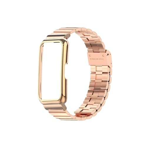 Metallarmband-Hülle, passend for Huawei Band 8, Schutz, Edelstahl-Armband for Huawei Band 7 6, passend for Honor Band 7 6 Armband-Abdeckungsrahmen (Color : Rose gold, Size : For Huawei Band 7) von WUURAA