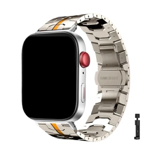 Metallarmband for Huawei Watch Fit4 Pro, verstellbares, Armband for Huawei Watch Fit 3 4, Edelstahlband(Titanium-Orange-S,For Fit 3) von WUURAA