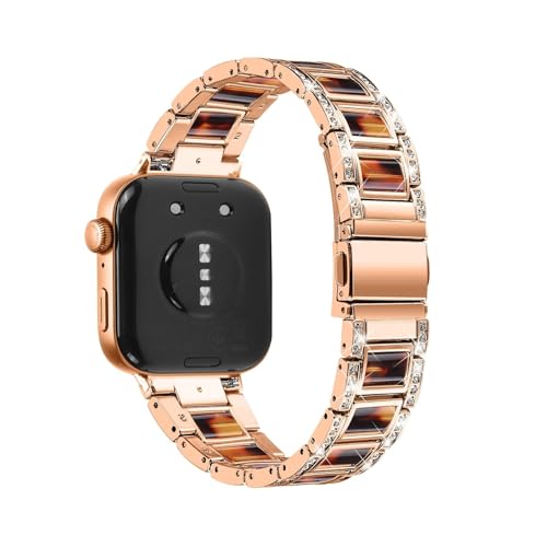 Metallharzband for Huawei Watch Fit4Pro Fit4 Fit3. Spezialanschlüsse ersetzen Edelstahlarmband.(Rose Gold Tortoise Shell,For Fit 3) von WUURAA