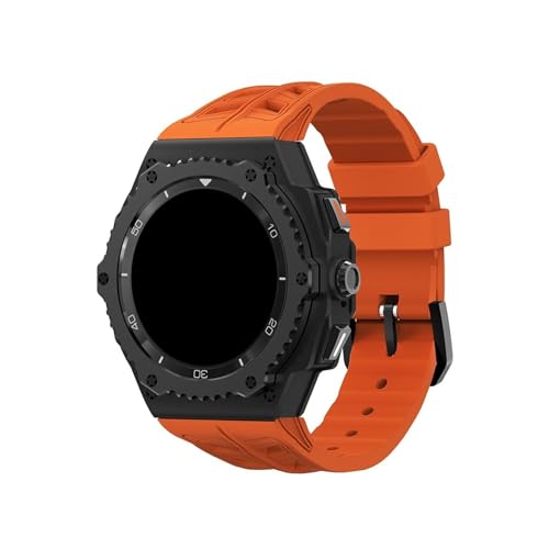 Modifikationskit for Metalllegierungsgehäuse, for Samsung Galaxy Watch 8 40 mm 8Classic 46 mm, Ersatz-Silikonarmband-Kit(Black-Orange,For 8Classic 46mm) von WUURAA