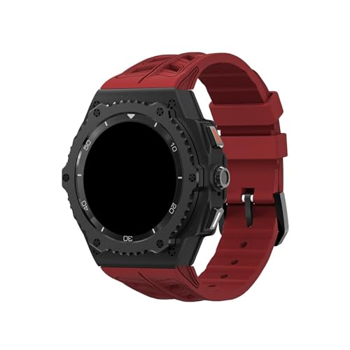 Modifikationskit for Metalllegierungsgehäuse, for Samsung Galaxy Watch 8 40 mm 8Classic 46 mm, Ersatz-Silikonarmband-Kit(Black-red,For 8Classic 46mm) von WUURAA