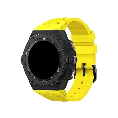 Modifikationskit for Metalllegierungsgehäuse, for Samsung Galaxy Watch 8 40 mm 8Classic 46 mm, Ersatz-Silikonarmband-Kit(Black-yellow,For 8Classic 46mm) von WUURAA