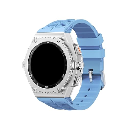 Modifikationskit for Metalllegierungsgehäuse, for Samsung Galaxy Watch 8 40 mm 8Classic 46 mm, Ersatz-Silikonarmband-Kit(Silver-blue,For Galaxy 8 44mm) von WUURAA