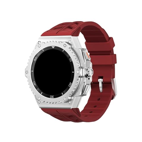 Modifikationskit for Metalllegierungsgehäuse, for Samsung Galaxy Watch 8 40 mm 8Classic 46 mm, Ersatz-Silikonarmband-Kit(Silver-red,For Galaxy 8 44mm) von WUURAA