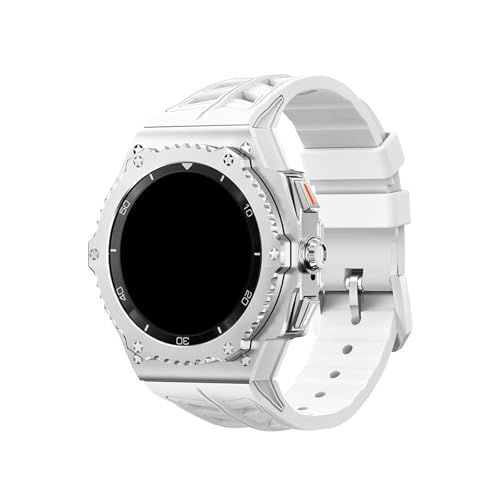 Modifikationskit for Metalllegierungsgehäuse, for Samsung Galaxy Watch 8 40 mm 8Classic 46 mm, Ersatz-Silikonarmband-Kit(Silver-white,For Galaxy 8 44mm) von WUURAA