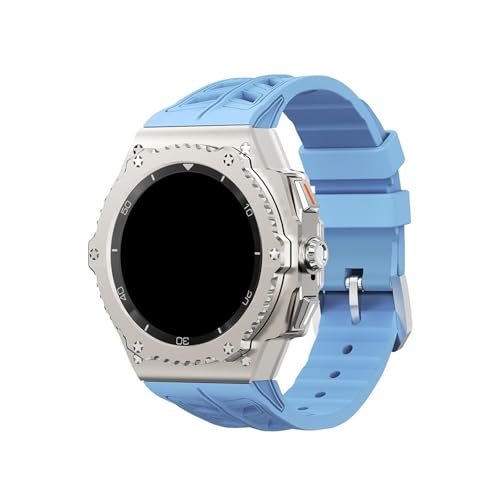 Modifikationskit for Metalllegierungsgehäuse, for Samsung Galaxy Watch 8 40 mm 8Classic 46 mm, Ersatz-Silikonarmband-Kit(Titanium-blue,For 8Classic 46mm) von WUURAA