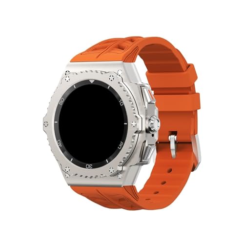 Modifikationskit for Metalllegierungsgehäuse, for Samsung Galaxy Watch 8 40 mm 8Classic 46 mm, Ersatz-Silikonarmband-Kit(Titanium-orange,For 8Classic 46mm) von WUURAA