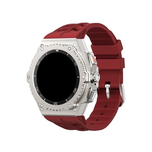 Modifikationskit for Metalllegierungsgehäuse, for Samsung Galaxy Watch 8 40 mm 8Classic 46 mm, Ersatz-Silikonarmband-Kit(Titanium-red,For 8Classic 46mm) von WUURAA