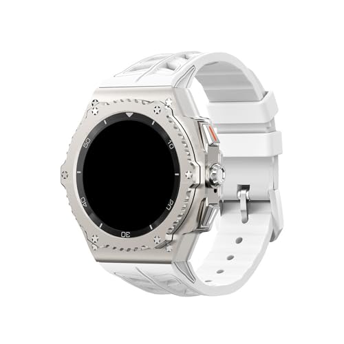 Modifikationskit for Metalllegierungsgehäuse, for Samsung Galaxy Watch 8 40 mm 8Classic 46 mm, Ersatz-Silikonarmband-Kit(Titanium-white,For 8Classic 46mm) von WUURAA