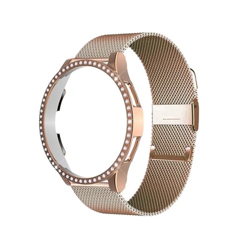 Modisches glänzendes Schutzhüllen-Metallarmband-Set, for Samsung Galaxy Watch 7 40 mm 44 mm Armband for Galaxy Watch 6 5 4 40 mm 44 mm Armband(Rose gold,For Watch 6 40mm) von WUURAA