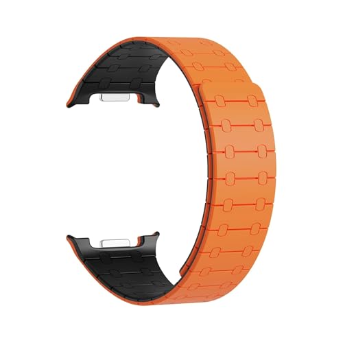 No Gaps Loop Band for Samsung Galaxy Watch 8 40mm 44mm Silikon-Sportarmband for Watch8 Classic 46 mm Armband mit gebogenem Ende(Orange Black,For Watch 8 44mm) von WUURAA