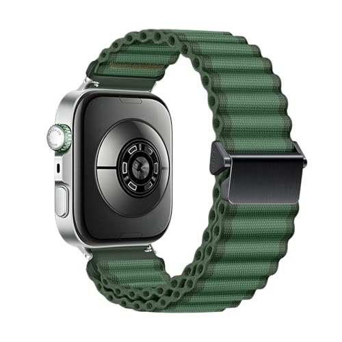 Nylon Loop Sportarmband for Huawei Watch Fit 3 4 4Pro Atmungsaktives Armband for Huawei Fit4/Fit4pro Austauschbares Band(Green Black,For Fit 3) von WUURAA