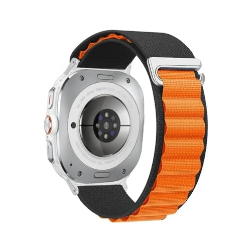 Nylon Loop Strap for Samsung Galaxy Watch8-7 Ultra 47mm Armband for Samsung Galaxy Ultra2 2025 Band Zubehör(16 Black orange,For Watch Ultra 47mm) von WUURAA