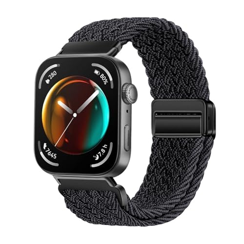 Nylon Woven Loop Strap for Huawei Watch Fit 3 4 4Pro Sportarmband for Huawei Fit4/Fit4pro Ersatz for atmungsaktives Band(Black Graphite,For Fit 4 Pro) von WUURAA