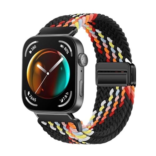 Nylon Woven Loop Strap for Huawei Watch Fit 3 4 4Pro Sportarmband for Huawei Fit4/Fit4pro Ersatz for atmungsaktives Band(Black Rainbow,For Fit 3) von WUURAA