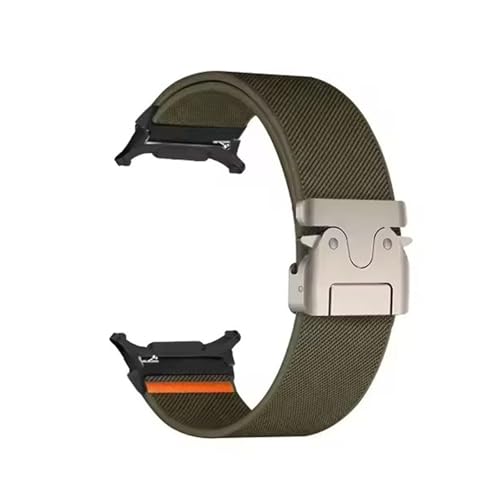 Nylon gewebtes Armband for Samsung Galaxy Watch 7 Ultratrta Ersatzarmband for Galaxy Watch Ultra Correa(Army Green Black) von WUURAA