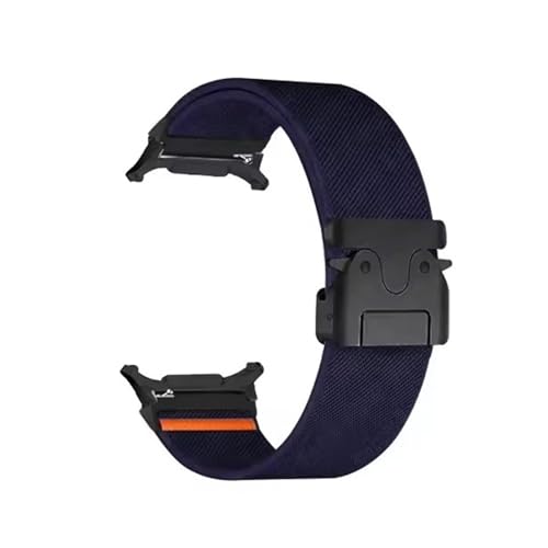 Nylon gewebtes Armband for Samsung Galaxy Watch 7 Ultratrta Ersatzarmband for Galaxy Watch Ultra Correa(Dark Blue Black) von WUURAA