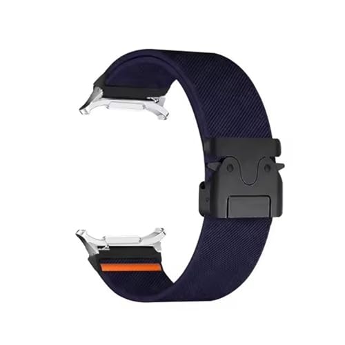 Nylon gewebtes Armband for Samsung Galaxy Watch 7 Ultratrta Ersatzarmband for Galaxy Watch Ultra Correa(Dark Blue Silver) von WUURAA