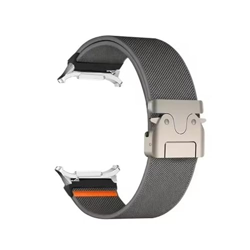 Nylon gewebtes Armband for Samsung Galaxy Watch 7 Ultratrta Ersatzarmband for Galaxy Watch Ultra Correa(Deep Grey Silver) von WUURAA