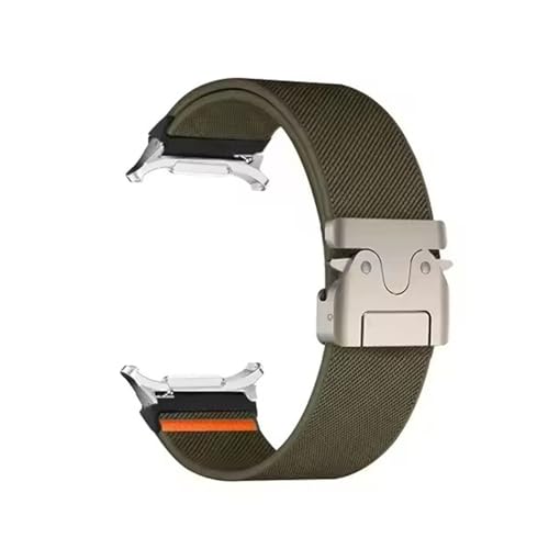 Nylon gewebtes Armband for Samsung Galaxy Watch 7 Ultratrta Ersatzarmband for Galaxy Watch Ultra Correa(Military Green Silver) von WUURAA