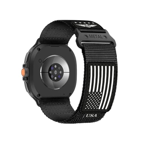 Nylonarmband for Samsung Galaxy Watch 8 Classic 46mm, Sport-Loop-Band for Galaxy Watch 8 40 44mm, Ersatz for atmungsaktives Armband(Black White,FOR WATCH 8 44MM_XL) von WUURAA