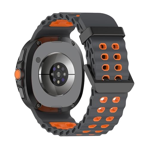 Ocean Zweireihiges Silikonarmband for Samsung Galaxy Watch 8 40mm 44mm Sportarmband for Watch8 Classic 46mm Armband(Gray orange,For Watch 8 40mm) von WUURAA