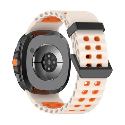 Ocean Zweireihiges Silikonarmband for Samsung Galaxy Watch 8 40mm 44mm Sportarmband for Watch8 Classic 46mm Armband(Starlight orange,For Watch 8 44mm) von WUURAA