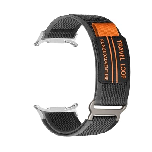 Quick Fit Geflochtenes Nylonarmband for Samsung Watch Galaxy Watch 7 Ultra Armband for Watch 7 Ultra 47 mm Keine Lücken Armband mit gebogenen Enden(Silver Black Gray) von WUURAA