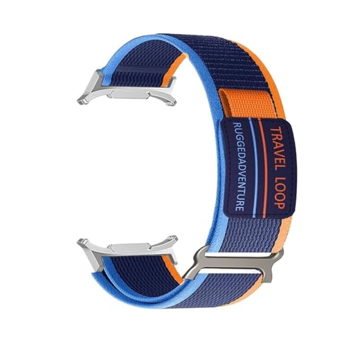 Quick Fit Geflochtenes Nylonarmband for Samsung Watch Galaxy Watch 7 Ultra Armband for Watch 7 Ultra 47 mm Keine Lücken Armband mit gebogenen Enden(Silver Blue Orange) von WUURAA