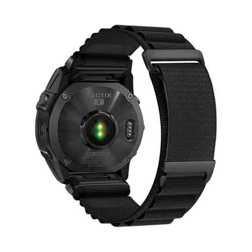 QuickFit 20/22/26mm gewebtes Nylonband for Garmin Fenix ​​8 47mm 51mm E 7 7X 6 6X 5 5X Plus/Enduro 3/Epix Pro Gen 2 Armband(Black,22mm) von WUURAA