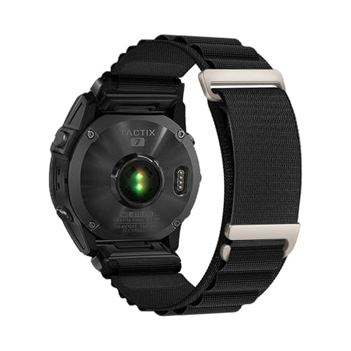 QuickFit 20/22/26mm gewebtes Nylonband for Garmin Fenix ​​8 47mm 51mm E 7 7X 6 6X 5 5X Plus/Enduro 3/Epix Pro Gen 2 Armband(Black Titanium,20mm) von WUURAA