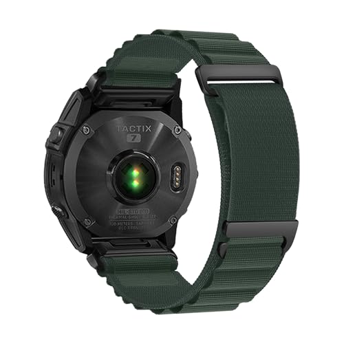 QuickFit 20/22/26mm gewebtes Nylonband for Garmin Fenix ​​8 47mm 51mm E 7 7X 6 6X 5 5X Plus/Enduro 3/Epix Pro Gen 2 Armband(Dark Green,26mm) von WUURAA