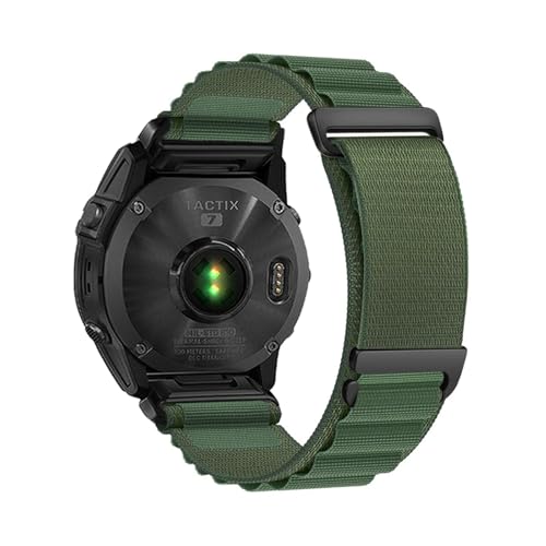 QuickFit 20/22/26mm gewebtes Nylonband for Garmin Fenix ​​8 47mm 51mm E 7 7X 6 6X 5 5X Plus/Enduro 3/Epix Pro Gen 2 Armband(Green,22mm) von WUURAA