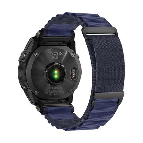 QuickFit 20/22/26mm gewebtes Nylonband for Garmin Fenix ​​8 47mm 51mm E 7 7X 6 6X 5 5X Plus/Enduro 3/Epix Pro Gen 2 Armband(Navy Blue,20mm) von WUURAA