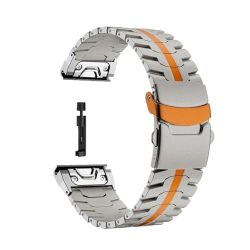 QuickFit 22 26 mm Titanarmband for Garmin Fenix ​​8 51 mm 7 7X 6 6X Pro Titan-Metallband for Garmin Fenix ​​5 5X Plus-Armband(NO.1 Titanium Orange,26mm For Fenix 5X 5XPlus) von WUURAA