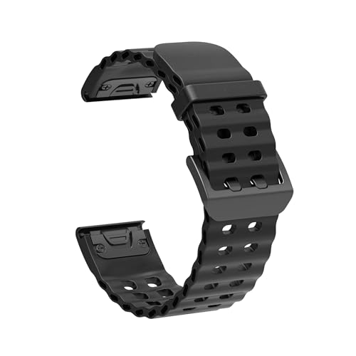 QuickFit 22mm 26mm Silikonarmband for Garmin Fenix ​​8 E 7 7X 6X Pro 5XPlus Epix Pro Gen 2 47mm 51mm/Enduro 3 Armband Correa(Black,22mm Fenix 8 47MM) von WUURAA