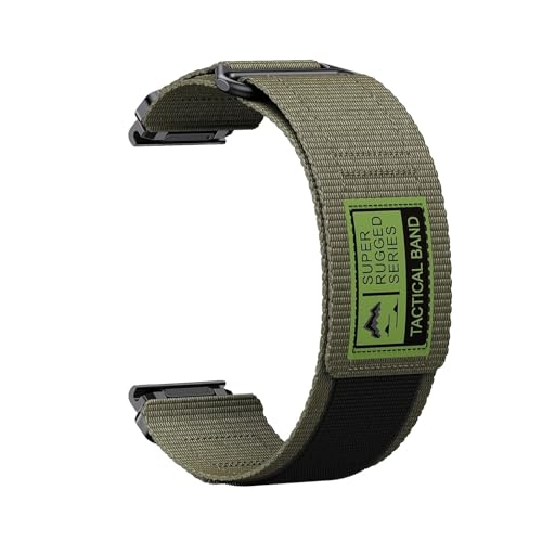 QuickFit 26mm Nylonband for Garmin Fenix ​​8 51mm 7X 6X Pro 5X Plus/Enduro 3 2/Tavtix 7pro/Epix Pro Armband(Army green,26mm(Fenix 7X 6X/Pro 5XPlus)) von WUURAA