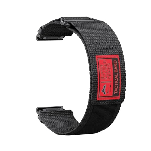 QuickFit 26mm Nylonband for Garmin Fenix ​​8 51mm 7X 6X Pro 5X Plus/Enduro 3 2/Tavtix 7pro/Epix Pro Armband(Black,26mm(Fenix 7X 6X/Pro 5XPlus)) von WUURAA