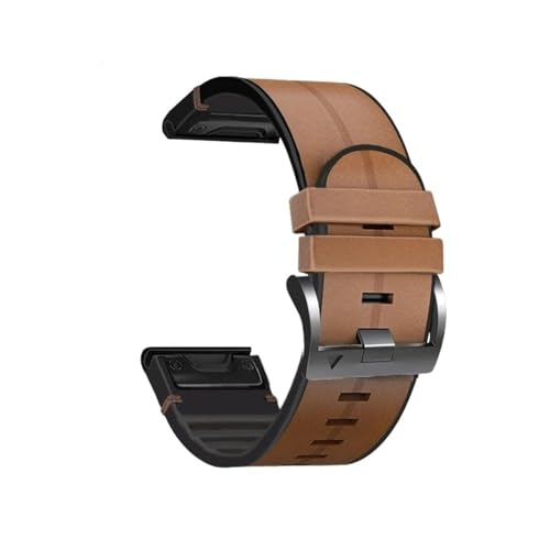 Silikon-Leder-22-26-mm-Quickfit-Armband for Garmin Fenix ​​8 51 47 mm E 7X 7 Pro 6X 6 Pro 5X 5 Plus Enduro 3 2 Armband(BROWN,26mm Fenix 7X 7X Pro) von WUURAA