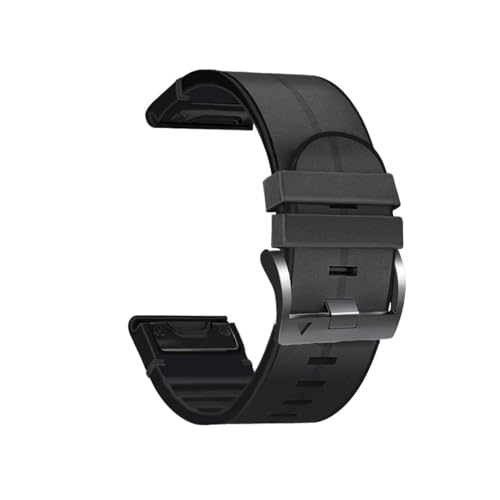 Silikon-Leder-22-26-mm-Quickfit-Armband for Garmin Fenix ​​8 51 47 mm E 7X 7 Pro 6X 6 Pro 5X 5 Plus Enduro 3 2 Armband(Black,26mm Fenix 8 51MM) von WUURAA