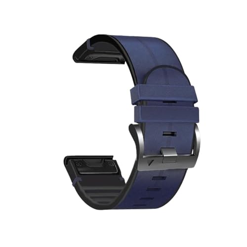 Silikon-Leder-22-26-mm-Quickfit-Armband for Garmin Fenix ​​8 51 47 mm E 7X 7 Pro 6X 6 Pro 5X 5 Plus Enduro 3 2 Armband(Blue,26mm Fenix 5X 5XPlus) von WUURAA