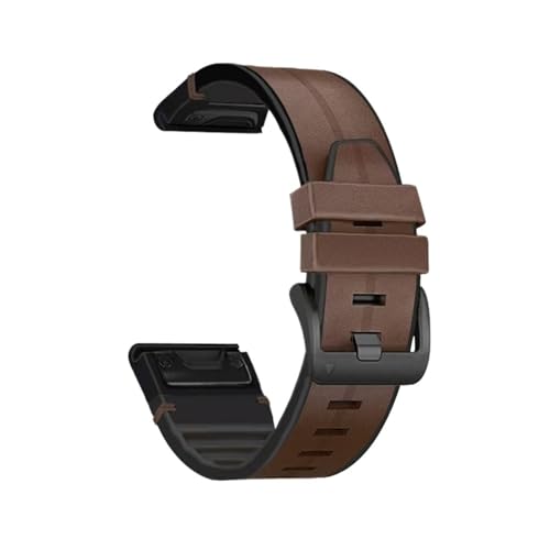 Silikon-Leder-22-26-mm-Quickfit-Armband for Garmin Fenix ​​8 51 47 mm E 7X 7 Pro 6X 6 Pro 5X 5 Plus Enduro 3 2 Armband(Coffee color,22mm Fenix 5 5Plus) von WUURAA